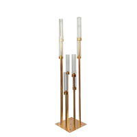 Candélabre moderne en métal doré et verre à 8 bras, centre de table décoratif pour mariage et événements, Simpson SPS-12 H 126cm
