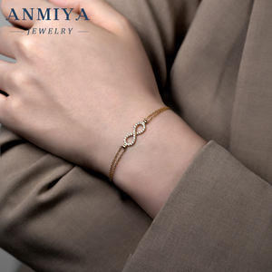 Perhiasan perak Sterling 925 gelang Strip Clover & Mobius dengan desain simbol tak terbatas untuk hadiah cinta abadi - Product Image 4