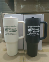 Gobelet isotherme personnalisé avec logo, sans BPA, avec poignée et paille rabattable, coffret cadeau, 20 oz, 30 oz, en acier inoxydable, isolation sous vide 12-24h, tasse de voyage
