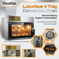 Four à convection commercial Youstar à 4 plateaux LMR-4DH 4,0 kW 220 V/380 V, four à circulation d'air chaud pour boulangerie, pour pain et pâtisserie