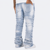 DiZNEW Y2K Jeans vintage en denim empilé, délavé à la lumière, coutures effilochées, pantalons vieillis, streetwear, hip hop, fabricant OEM personnalisé