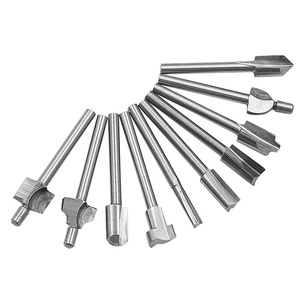 10 pezzi 1/8 "3mm stinco <span class=keywords><strong>Mini</strong></span> HSS punte per Router fresatura legno Set di strumenti rotanti per la lavorazione del legno coltello per riparazione punta per falegname - Product Image 1