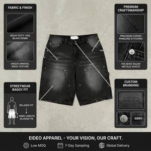Shorts en <span class=keywords><strong>jean</strong></span> délavé vintage Y2K pour <span class=keywords><strong>homme</strong></span>, coupe décontractée, style baggy, personnalisable, effet usé - Product Image 2