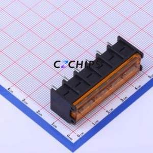 DBT50G-7.62-6P-BK-P Barrier Terminal Block Through hole,P=7.62mm Connector With Cover Plate 7.62mm 1x6P Straight Pin - Product Image 1