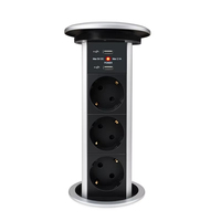 Motorlu Açılır Kapanır Masaüstü Priz EU 3'lü Priz 2 USB 16A 15W Kablosuz Şarj Cihazı Dokunmatik Kontrol ile Mutfak Ofis İçin