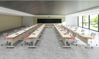 Table de formation pliante et chaise combinaison Table de conférence Double tutorat classe bureau d'étude Table longue bureau bureau mobile