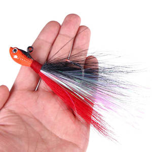 Sensoar Tête de jig en poils de cerf style barbu, jig pour achigan, leurre de lancer anti-herbe pour la pêche en <span class=keywords><strong>eau</strong></span> douce et en <span class=keywords><strong>eau</strong></span> <span class=keywords><strong>salée</strong></span> - Product Image 2