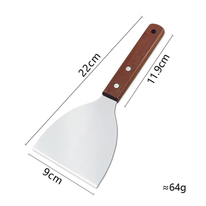 Espátula de acero inoxidable DF30 0630 con mango de madera de 22 cm, herramienta de cocina ligera para asar y cocinar - Product Image 1