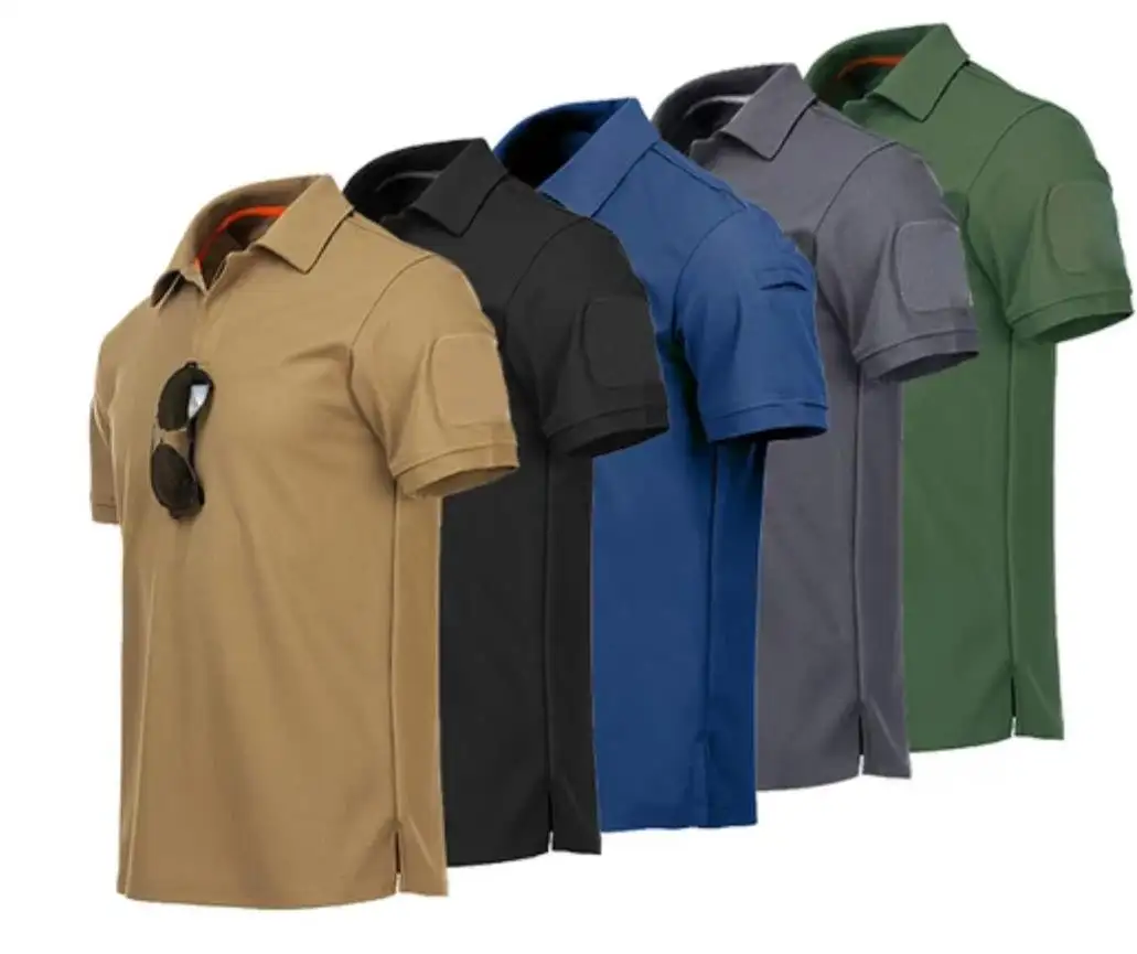 Men's Short Sleeve Quick Dry Sport Polo Shirt Male Outdoor Summer Clothes Tactical Plain Turn-down Golf Polo t-shirt
