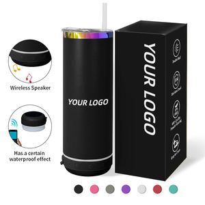 Gobelet à haut-parleur Bluetooth à base arc-en-ciel de 20oz gobelet enduit de poudre en acier inoxydable gobelet électrolytique avec couvercle et pailles - Product Image 1