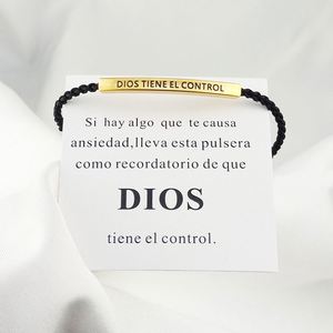 Bracelet en corde tressée ajustable avec inscription « DIOS TIENE EL CONTROL » – Cadeau de bijoux inspiré de la mode pour femmes et hommes - Product Image 2