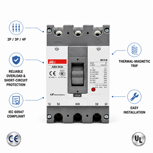 Interruptor Automático <span class=keywords><strong>de</strong></span> Caja Moldeada LS ELECTRIC ABS403b MCCB 400A 3P 4P AC690V con Disparo Térmico, Certificado CE, Uso Industrial, Stock <span class=keywords><strong>de</strong></span> Fábrica - Product Image 2