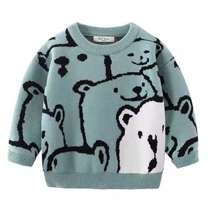 2025 automne hiver Collection usine en gros mignon dinosaure hauts en tricot pour garçons o-cou chandails boutons pour enfants 2-7 ans - Product Image 5