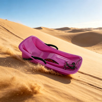 Vente en gros usine – Traîneau de ski en plastique rose vif avec siège ergonomique incurvé et cordon de traction – Traîneau durable pour la neige, les pentes et les sports d'hiver en extérieur