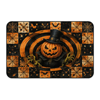 Alfombra de terciopelo sintético con diseño de hombre calabaza y telaraña para decoración de fiestas de Halloween