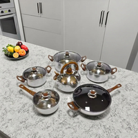 Batterie de cuisine moderne en acier inoxydable de haute qualité, 11 pièces, cuisson à induction antiadhésive avec marmite, poêle à frire, marmite à lait