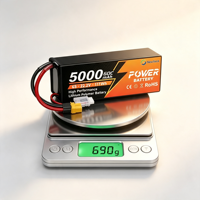 Batterie LiPo Newyenk 7.4V 5000mAh 70C à boîtier rigide, prise EC5, haute décharge, 800 cycles, batterie polymère au lithium -10-60C pour voiture RC