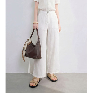 <span class=keywords><strong>Pantaloni</strong></span> Muguyu in <span class=keywords><strong>lino</strong></span> sottile a gamba dritta e larga con doppie tasche <span class=keywords><strong>Pantaloni</strong></span> estivi casual versatili a <span class=keywords><strong>vita</strong></span> <span class=keywords><strong>alta</strong></span> 260604224 - Product Image 2