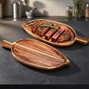 Plateau de service ovale en bois, fait main, en bois massif, design minimaliste pour la décoration de la table de cuisine, style unique, dernier design - Product Image 1
