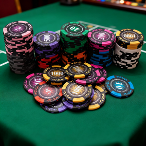 ชุดชิปโป๊กเกอร์เซรามิกดินเผา 14 กรัม แบบกำหนดเองสำหรับขายส่ง พร้อมกล่องใส่ ชิปคาสิโนเปล่า และถาด ชิปโป๊กเกอร์สำหรับความบันเทิง - Product Image 1