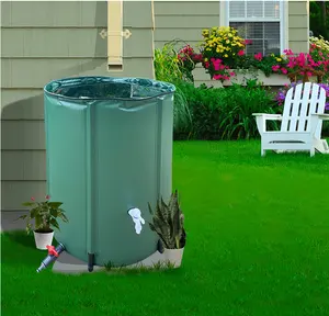 Collecteur d'eau de baril de pluie vert en PVC de 52/60 gallons Réservoir de baril de pluie pliable portable