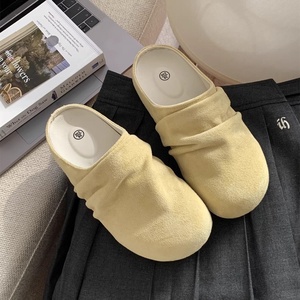 <span class=keywords><strong>Mules</strong></span> décontractées pour <span class=keywords><strong>femme</strong></span>, style printemps rétro, à bout fermé, polyvalentes pour l'extérieur, nouvelle collection 2026, à enfiler, plissées, en PU et caoutchouc - Product Image 2