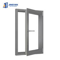 Ventanas Abatibles de Aluminio Negro con Doble Vidrio Templado Horizontal, Resistentes a Huracanes e Incendios, Estilo Americano Moderno