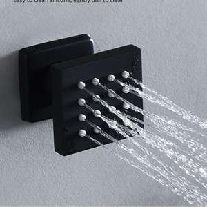 マットブラック6機能LEDシャワー蛇口セット大雨/ミスト/滝引込め天井サーモスタット浴室アパートホテル - Product Image 5