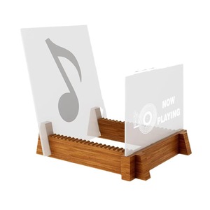 Wooden CD And Vinyl Record Display Rack Solid Wood <b>Desktop</b> Storage <b>Shelf</b> For Music Collection Now Playing Sign Holder - Product Image 2
