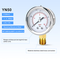 Custom Logo Stainless Steel Pressure Gauge Chemical Resistant Glycerin Filled Pressure Gauges