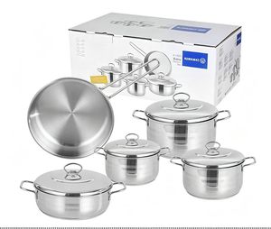 Set di Pentole in Acciaio Inox 201 <span class=keywords><strong>KORKMAZ</strong></span> Tipo U Turchia 1990, 9 Pezzi - Product Image 1