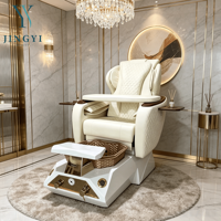 Fauteuil de pédicure de luxe blanc avec fonction de massage et plateau de manucure électrique, fauteuil spa pour bain de pieds à remplissage automatique, faible MOQ