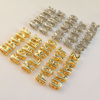 Charmes de lettres initiales en relief 3D en or plaqué 18 carats JS2060, populaires, simples, pour bracelet ou collier en cordon