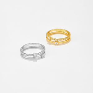 Bague Éternité Double Ligne FUAMAY 2 Grammes Or Style Classique Argent 925 Anillo De Plata pour Mariages Fêtes <span class=keywords><strong>Prix</strong></span> de Gros - Product Image 4