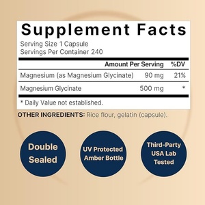 240 Cápsulas de 500mg de Glicinato de Magnesio Complejo, Suplemento de Magnesio para Dormir, Apoyo para Calambres en el Corazón, Músculos y Piernas, Minerales - Product Image 4