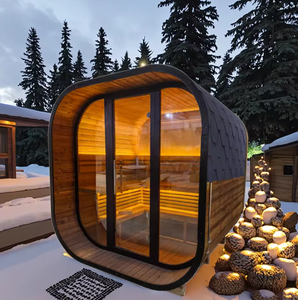 ห้องซาวน่ากลางแจ้งแบบดั้งเดิม HELIUS สำหรับ 4-6 คน รูปทรงลูกบาศก์ ขนาดใหญ่ สไตล์ฟินแลนด์ แบบแห้ง พร้อมระบบกันน้ำและเครื่องทำความร้อน - Product Image 2