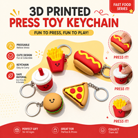 Porte-clés Kawaii imprimé en 3D, jouet sensoriel anti-stress en forme de burger et de pizza, breloque de sac tactile, cadeau créatif pour enfants et adultes