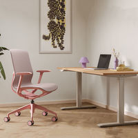 Chaise de bureau moderne F5 en maille rose, chaise de travail inclinable en métal aluminium, chaise de bureau ergonomique pour femmes, chaise de direction pour ordinateur
