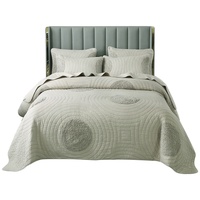 Couette rembourrée matelassée de couleur unie literie couverte drap de lit en coton lavé ensemble de trois pièces couette de climatisation d'été à ultrasons