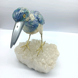 Arte Popular Tallado en Piedra: Pájaro de Aragonita/Fucsita Verde/Calcita Negra para Regalos Navideños BJ1120 - Product Image 2