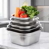 Peralatan Sajian Salad Sekali Pakai dari Baja Anti Karat Berkilau Ramah Lingkungan Aman untuk Makanan Desain Modern Kemasan Karton untuk Pesta