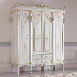 Coiffeuse Rococo de luxe française antique en bois de bouleau massif sculpté avec miroir, design modulaire, <span class=keywords><strong>bleu</strong></span> clair royal et feuille d'or pour chambre à coucher - Product Image 4