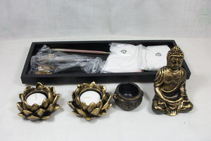 Portavelas <span class=keywords><strong>Zen</strong></span> Asia Lotus, Bandeja de Madera DIY, Estatua de Buda de Resina, Modelo de Escultura de Adoquines de Arena, <span class=keywords><strong>Estilo</strong></span> Artificial, Decoración de Arte <span class=keywords><strong>Zen</strong></span> - Product Image 4