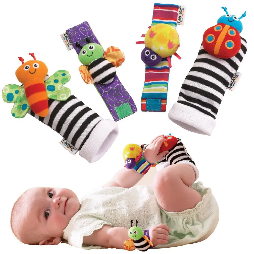 ตุ๊กตาสัตว์น่ารักทารกสั่นข้อมือถุงเท้าของเล่น3/6/12เดือนเด็กหญิงเด็กชายเด็กเท้า Finders และข้อมือสั่นของเล่น