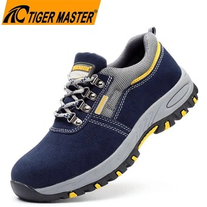 Chaussures de sécurité de travail pour hommes Tiger Master, semelle en caoutchouc antidérapante et résistante à l'huile, cuir suédé bleu, embout en acier anti-perforation, pour entrepôt - Product Image 1