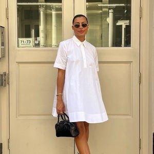 Abbigliamento da <span class=keywords><strong>donna</strong></span> 2025 alla moda abiti estivi Casual manica corta in cotone bianco Chemise Femme <span class=keywords><strong>Polo</strong></span> abito da <span class=keywords><strong>donna</strong></span> - Product Image 1