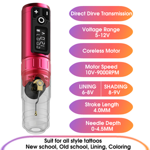 Máquina de Tatuar Rotativa Inalámbrica Profesional Custom Ambition <span class=keywords><strong>Flamingo</strong></span> con Motor Sin Núcleo Potente de 2400mAh - Product Image 6
