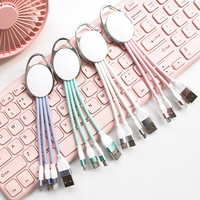 Kabel Data Micro USB & Type C 3-in-1 Portabel Pengisian Cepat, Gantungan Kunci, Hadiah Promosi untuk Souvenir Promosi