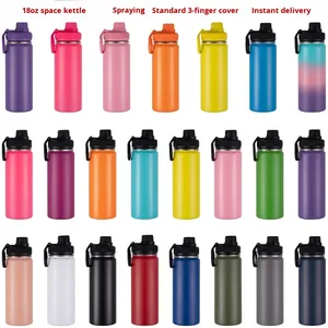 Bouteille d'eau isotherme de sport en acier inoxydable à double paroi de 18 oz de haute qualité, personnalisée, avec poignée - Product Image 2
