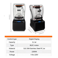 Mixeur Commercial Électrique Robuste de Haute Qualité 2L 2000W en Acier Inoxydable à Faible Bruit, Grande Capacité pour Smoothies et Cuisine